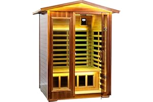 LTCCDSS Red Cedar Outdoor Sauna 2 Person, Low EMF Far Infrared Sauna for Home, Withstand Outdoor Temp -10℉-149℉| EMF Readings Below 0.5mG, 9 Low EMF Boards-Chromotherapy-Bluetooth Speaker