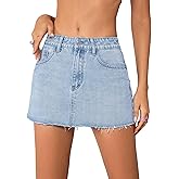 Jumppmile Womens Mini Denim Skirt Mid Waist Mini Dress Jean Skirts