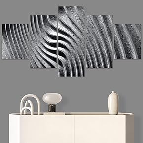 SIGNWIN 5 Panel Canvas Wall Art Linear Patterns...
