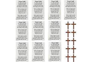 Prayer Quilt Sewing Patchwork - 10 Sets Pocket Prayer Quilt Panel Squares with Small Wooden Crosses, Christian Sewing Project