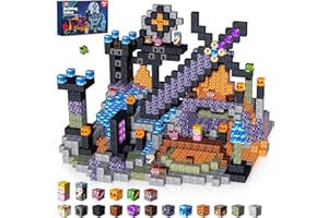 GraceDuck Magnetic Blocks 150 Pieces Build Volcano Dark Castle Set, Magnetic Building Blocks Cubes Tiles Montessori Sensory T