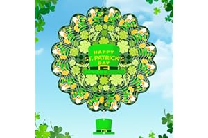 TOBEACE St. Patrick's Day Wind Spinner, St Patricks Day Decorations Gifts for Women, 3D Hanging Wind Spinners for Outdoor & Indoor Decor, 12 Inch Metal Wind Spinner for Garden Yard Home Ornament