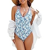 Jolefille Modest One Piece Swimsuits for Women Tummy Control Cute Bathing Suit Full Coverage Floral Swim Suit for Teens Girls