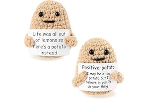 UPGESY Funny Mini Positive Potato, Cute Knitted Potato with Inspirational Card, Birthday Holiday Cheer Up Gifts - Men Women Family Friends, Interesting Party Home Office Decoration