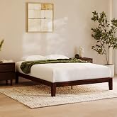 Nectar Bamboo Platform Bed Frame - Queen - Walnut - Floating Center Support Legs - 12&rdquo; Height - Easy Tool Free Set Up - Contemporary and Durable - Sturdy Wooden Support Slats - Holds Up to 800 Pounds