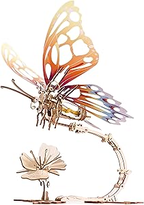 Ugears Butterfly 3D Mechanical Model Self-Assembling, Wooden Miniature, DIY Set, Wooden Box, Brainteaser