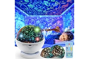 BAISIQILB Night Light Projector,Night Light for Kids Room with Remote and Timer,360° Rotation,3 Projection Films,18 Light Modes,8 Lullaby Songs,Kids Night Lamp, Birthday Christmas Gifts for Boys Girls (white)
