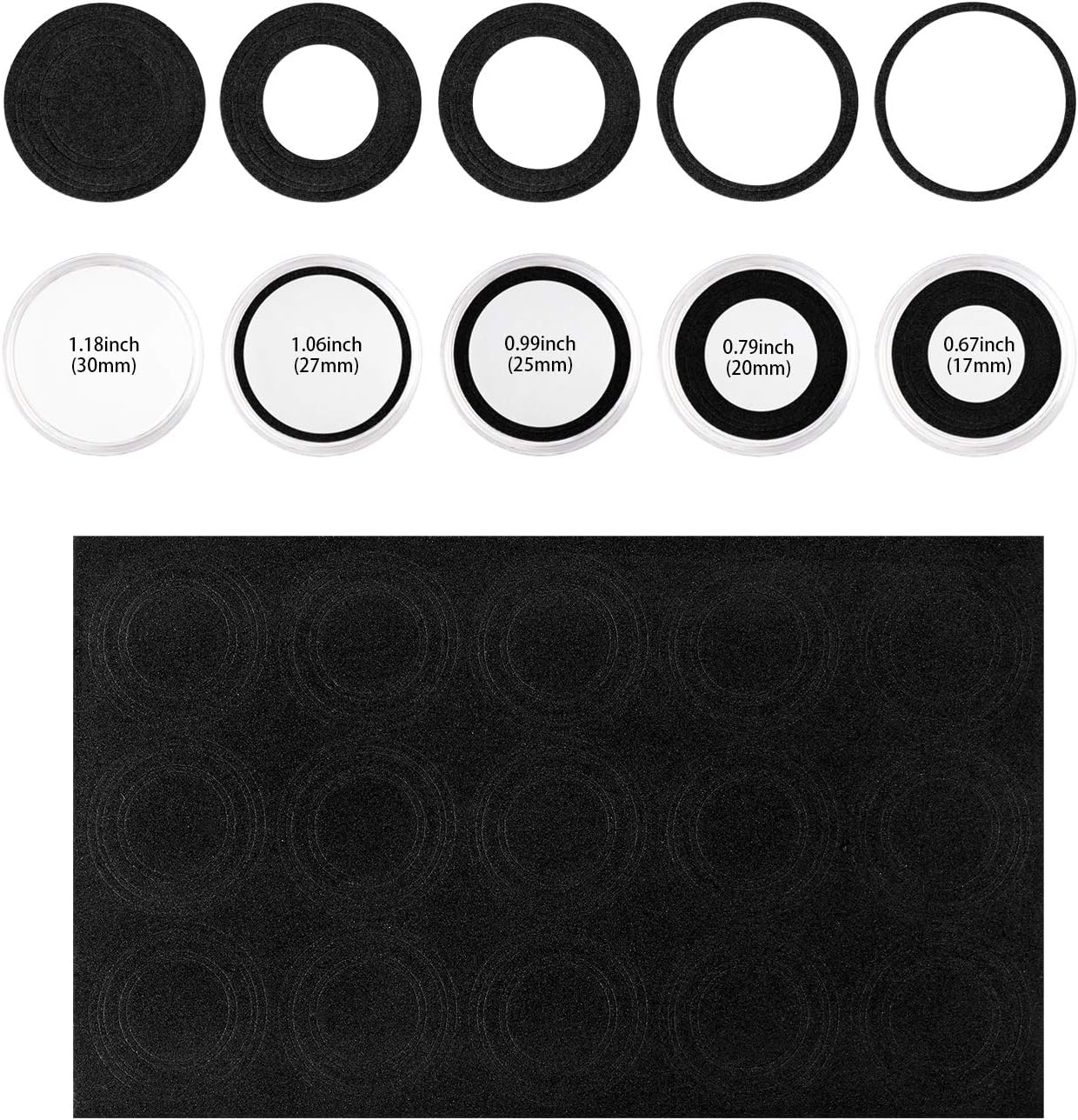 SPLF 100 Pieces 30mm Coin Capsules and 5 Sizes (17/20/25/27/30mm) Protect Gasket Coin Holder Case with Plastic Storage Organizer Box for Coin Collection Supplies : Office Products