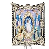 QIULIBMH Virgin Mary Blanket Microfiber Our Lady of Guadalupe Throw Blanket Warm Cozy Flannel Prayer Christian Blankets for Women Religious Catholic Gifts for Women Man 51'' x 59'' (Virgen Maria 01)