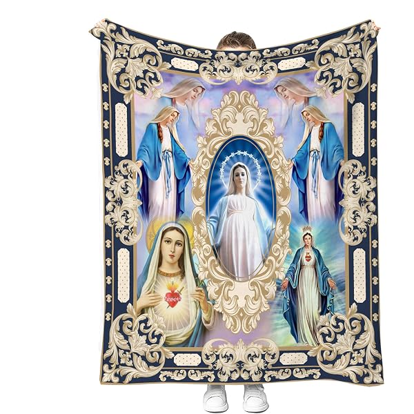 Châle Grâce Céleste Vierge Marie | Écharpe Douce Imitation Cachemire | 178x69cm, Cadeau Spirituel - 8