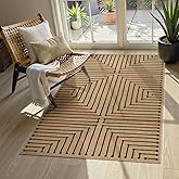 Lahome Neutral Geometric Easy Jute Entryway Rug, 3x5 Washable Outdoor Patio Porch Rug, Farmhouse Rhombus Non Slip Non Shedding Nature Indoor Outdoor Carpet for Kitchen Balcony Foyer
