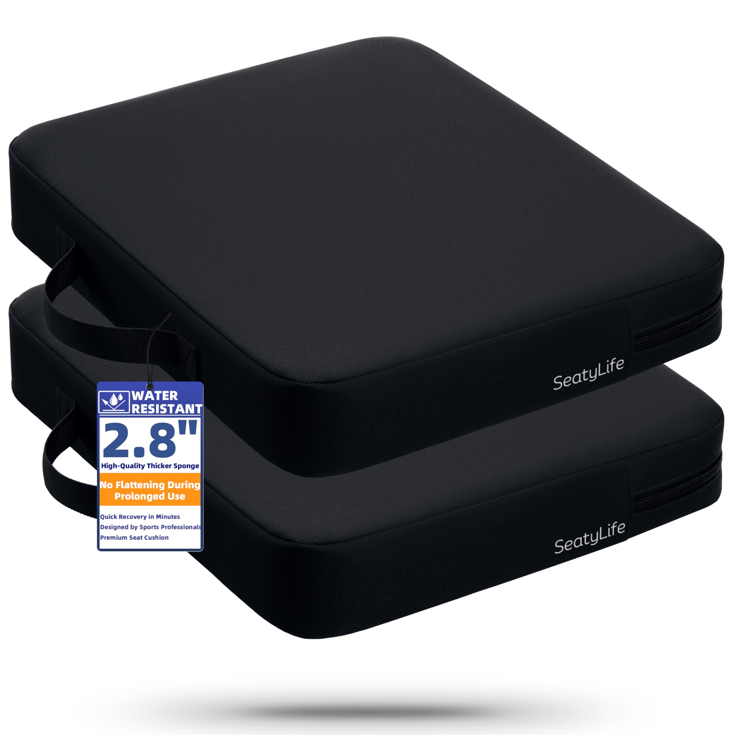 Photo 1 of 2-Pack Stadium Seat Cushions for Bleachers – Waterproof 2.8" Extra Thick for Long Sitting Hours, Portable Bleacher Cushions, Lightweight Stadium Seat Pads, Suitable for Outdoor Use (Black)