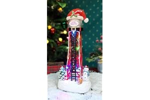 MOMENTS IN TIME Water Tower Christmas Village 12”H LED Decoration with Santa Hat Lighted Holiday Tabletop Decor Battery Operated Christmas Scene with Snowman Tree