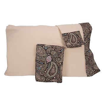 Amazon Com Sposh Paisley Pillow Case Set King Opal Cream Home