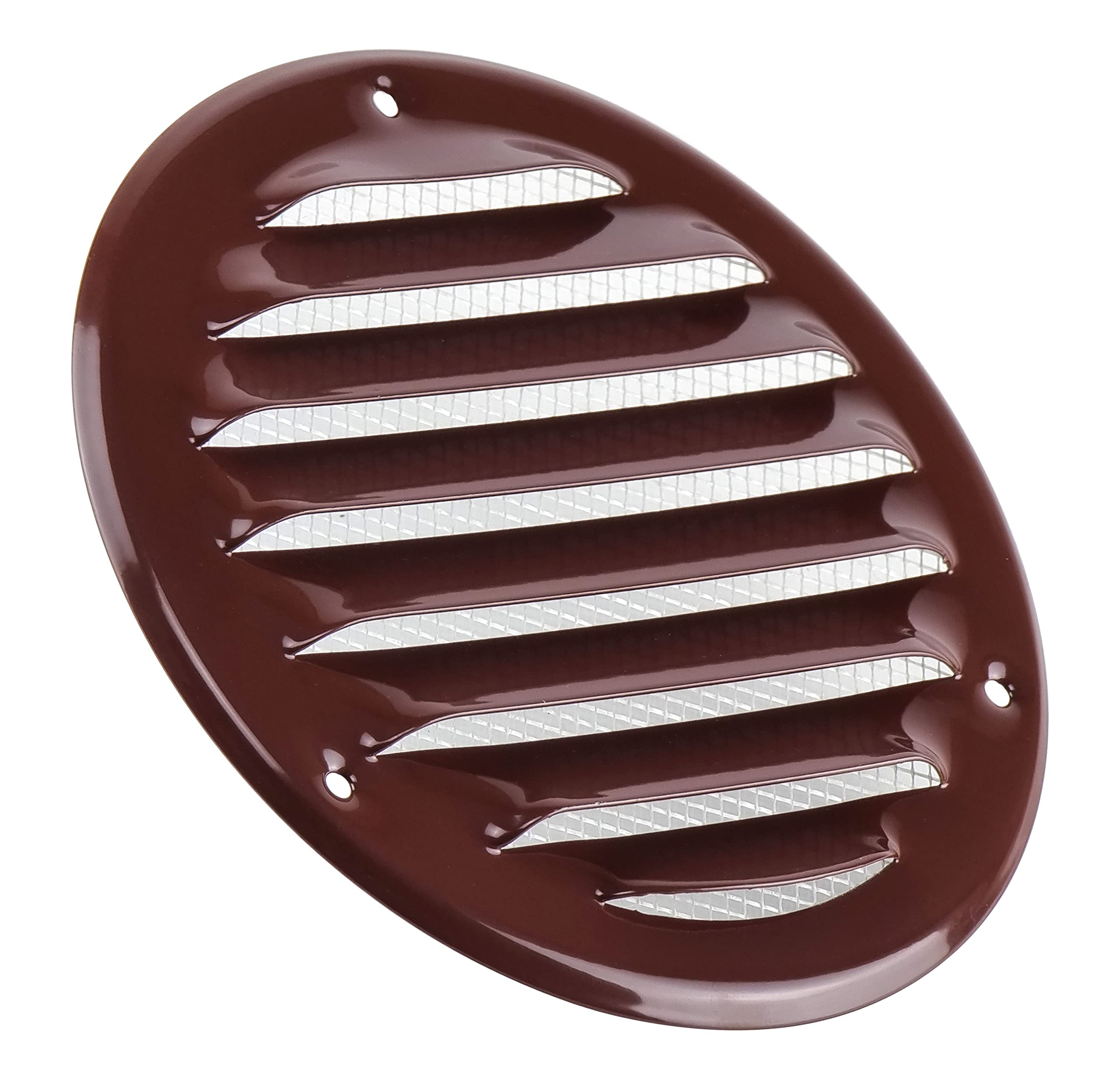 Steinberg14 Brown 100mm Metal Air Vent Cover with Insect Mesh - 4 inch Round Ventilation Grille