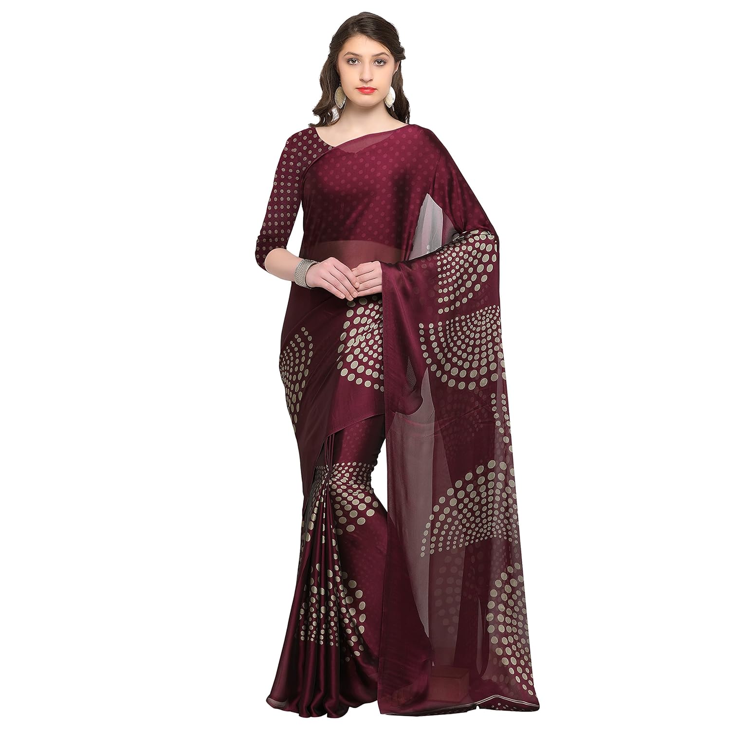 womanista synthetic saree with blouse piece