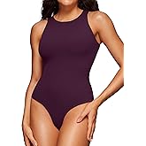 CRZ YOGA Butterluxe Sleeveless Bodysuit for Women High Neck Double Lined Sexy Tank Tops Racerback Thong Jumpsuits