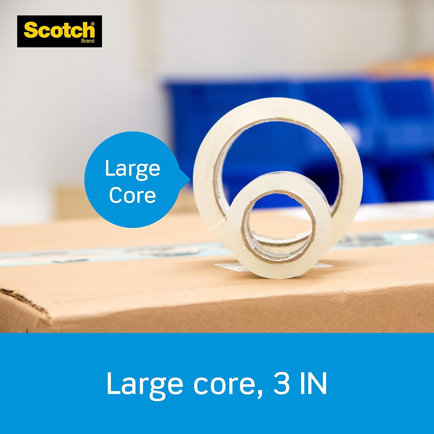 Scotch Heavy Duty Shipping Packaging Tape, 1.88" x 54.6 Yards, 3" Core, Clear, Great for Packing, Shipping & Moving, 4 Rolls, Dispensered (3850-4RD) : Scotch High Performance Packaging Tape W Dispenser : Office Products