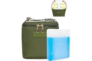Sarah Wells Cold Gold Breastmilk Cooler Bag with Safety Tested Ice Pack – Insulated Milk Storage for Work, Travel & Daycare – Fits Bottles & Pump Parts – Durable, Washable (Olive)