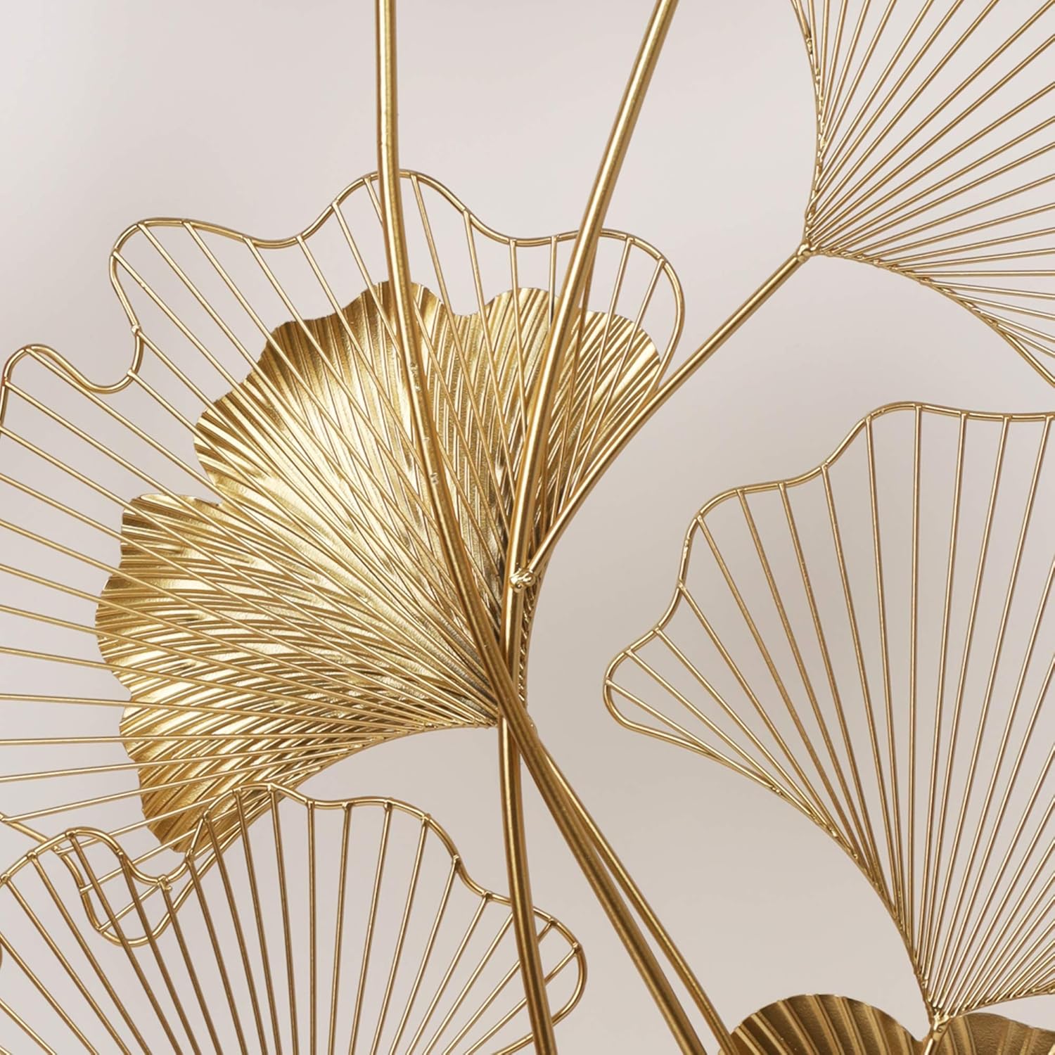 Lulu Home Metal Wall Decor, 39" X 20" Golden Ginkgo Leaf Wall Hanging Decor with Frame, Golden Metal Art Wall Sculpture for Living Room, Office, Study, Large: Everything Else