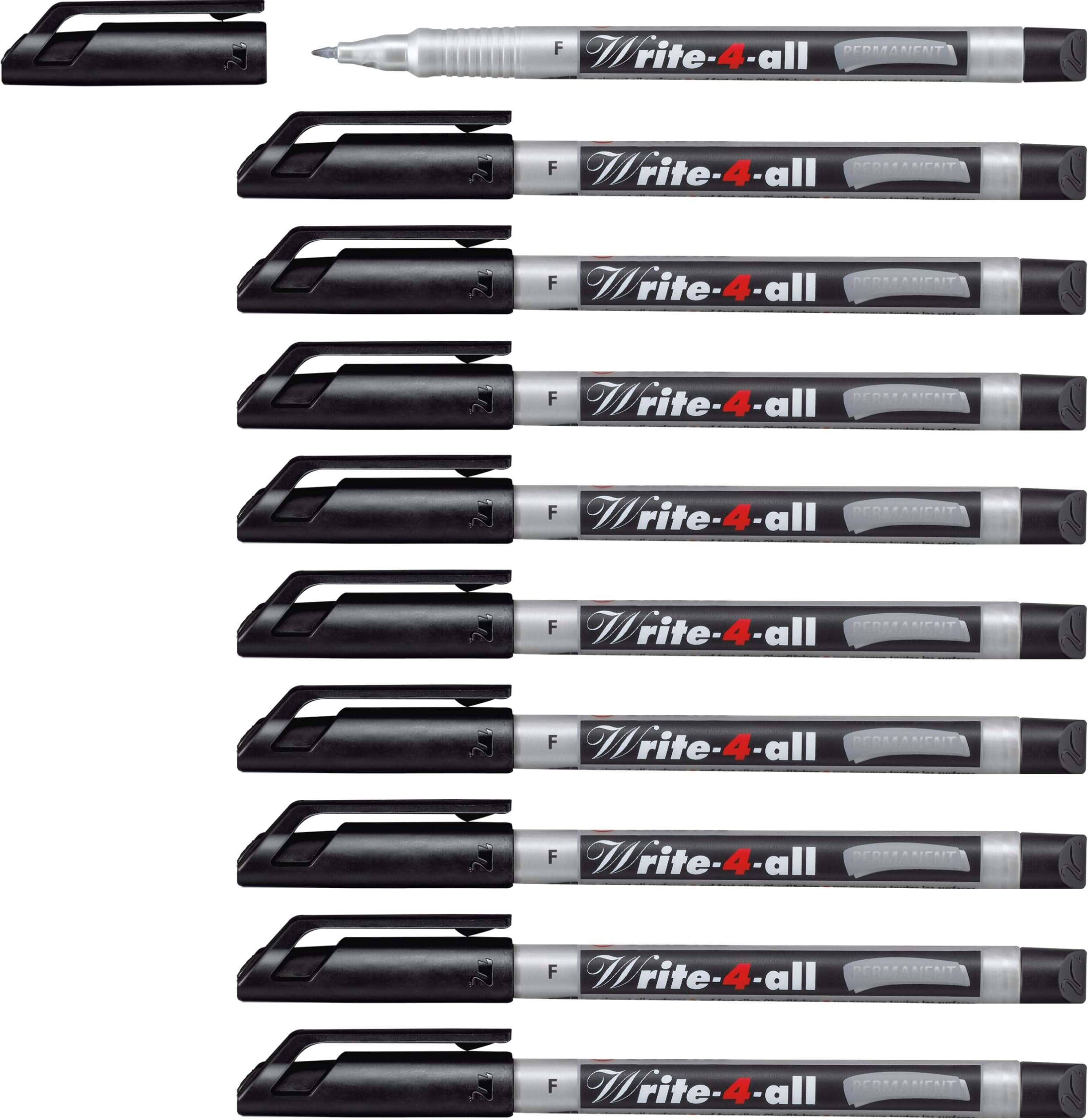 STABILO Write-4-all - Permanent Marker Pen - Fine - Pack of 10 - Black