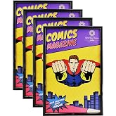 SparklyHome 4 Pack Black Comic Book Frame for Current Comics 6 3/4"x10 1/4" | Partial UV protection comic book display frame fits current comics supports wall mounting and tabletop placement