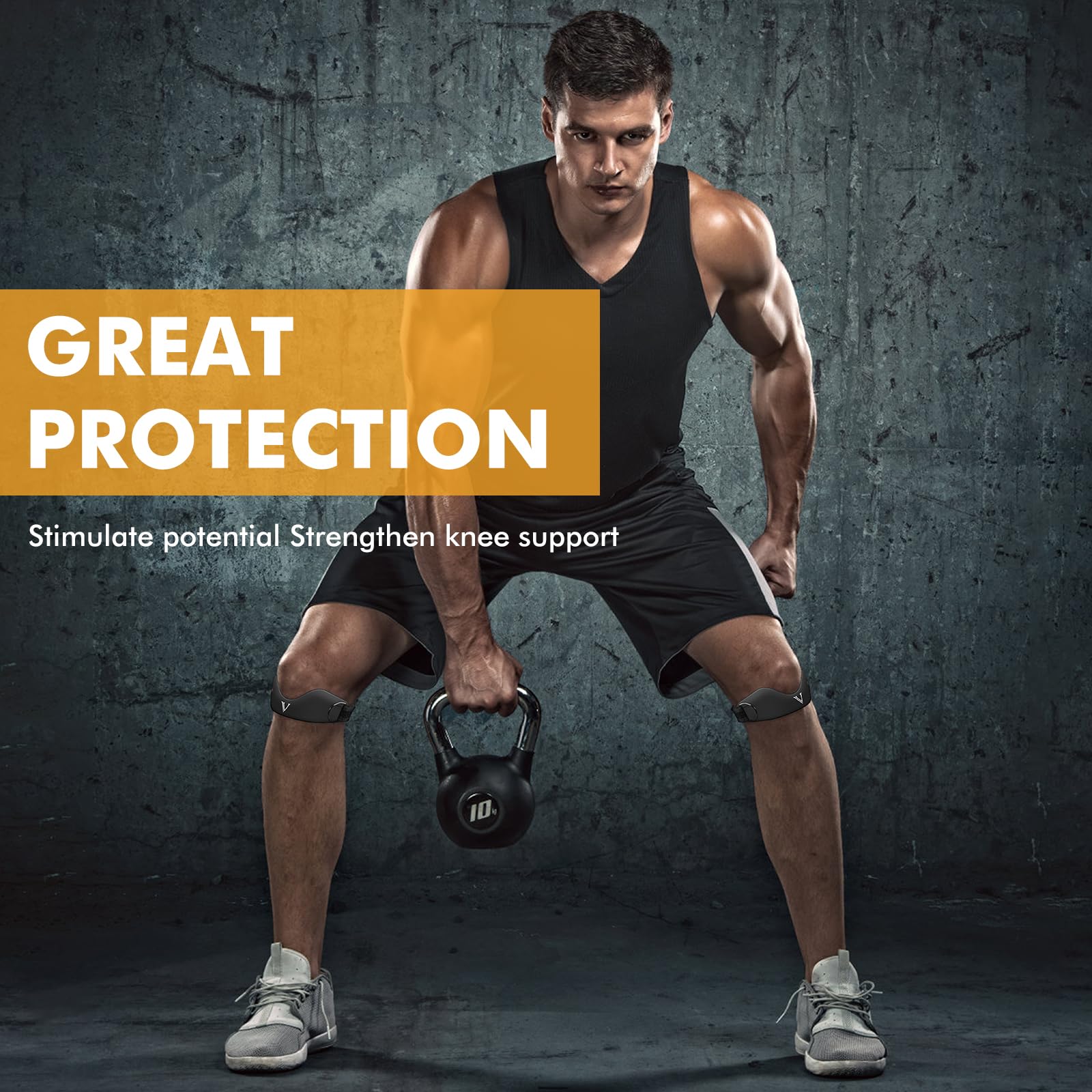 Silicone Patellar Tendon Support Strap 2-Pack, Knee Brace for Women & Men, Adjustable Non-Slip Patella Band Support for Running Basketball (Black)