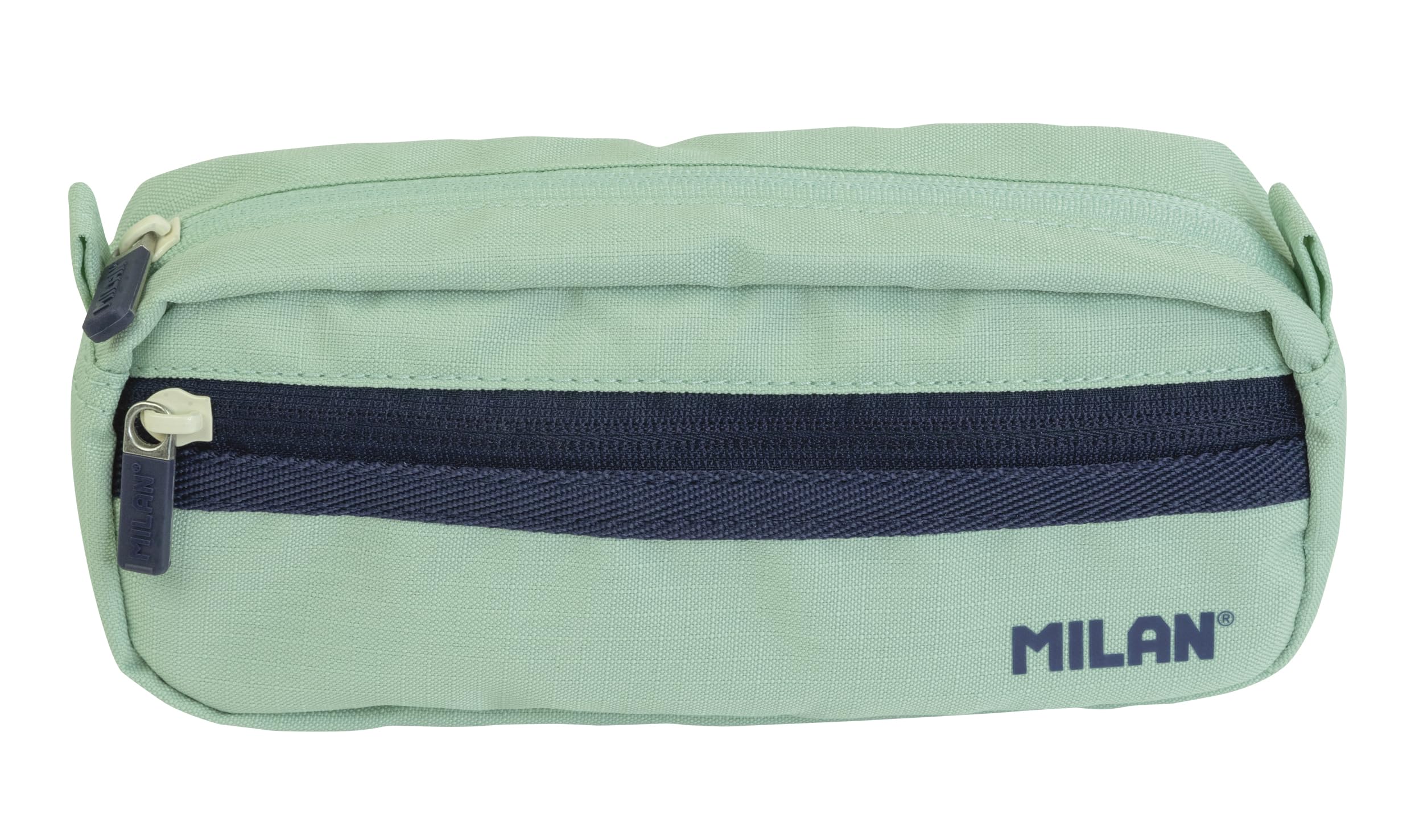 Rectangular Pencil case 2 Zippers Series 1918. Green MILAN ®