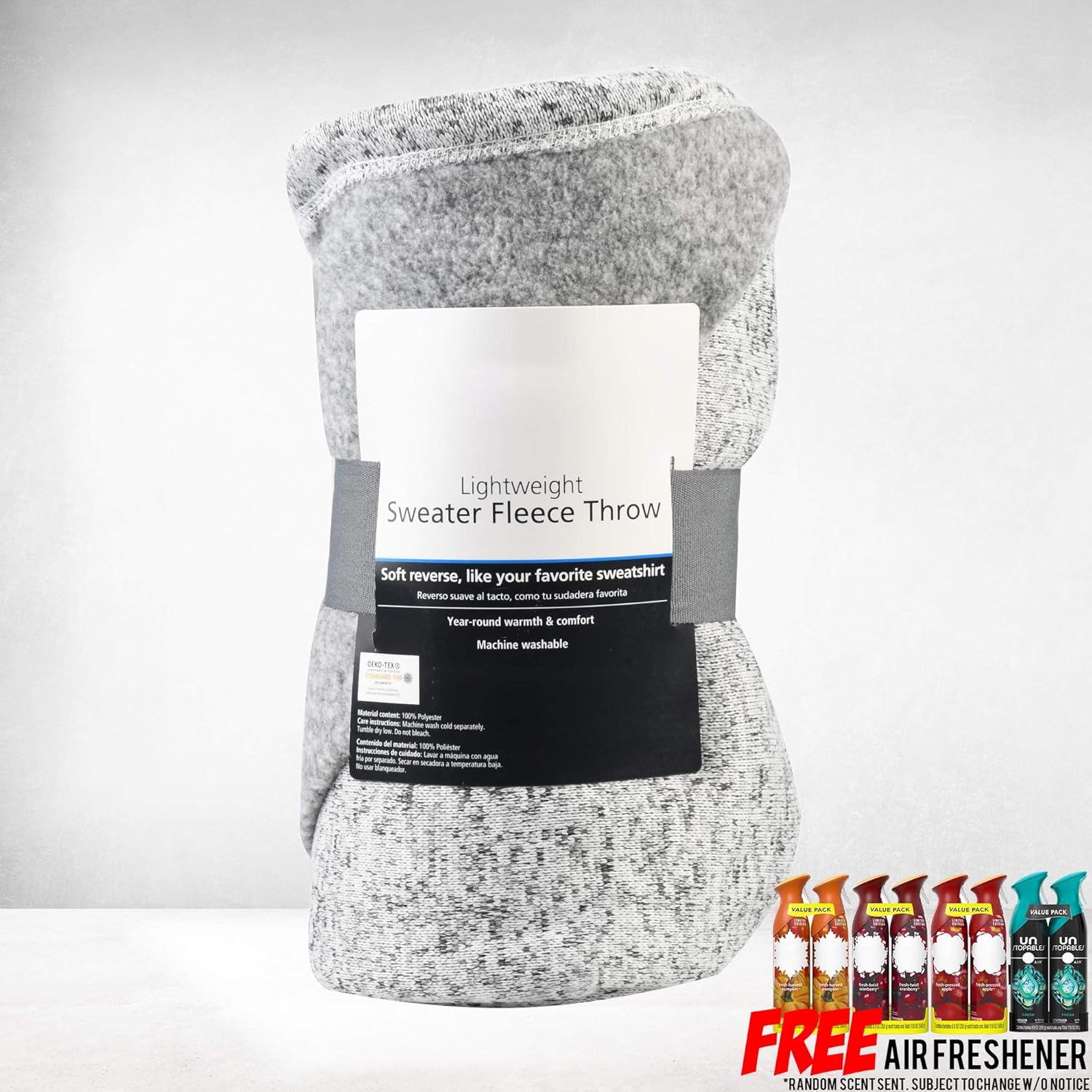 Mainstay' Sweater Fleece Throw Blanket, (50 x 60 Inches) Bundled with