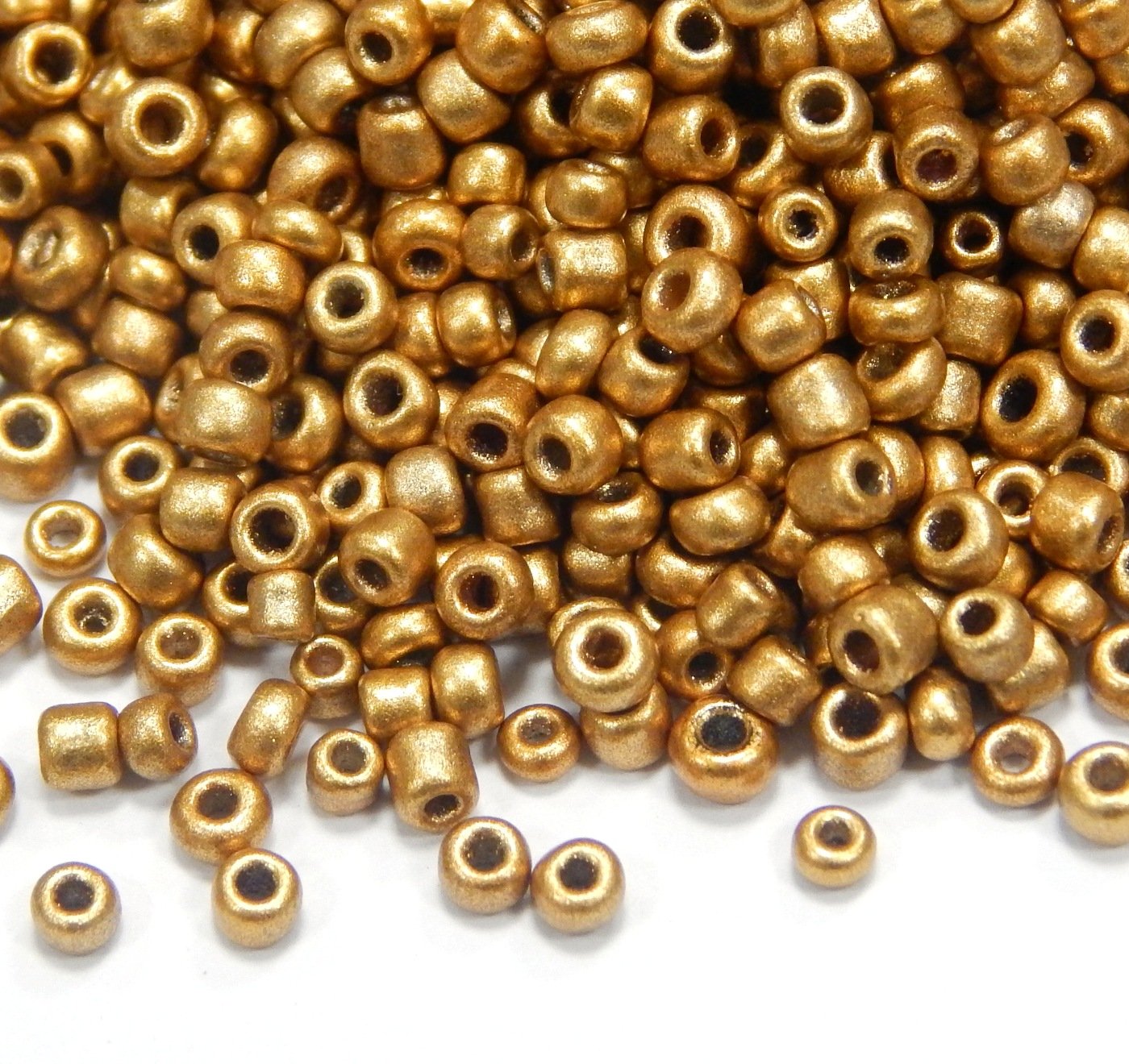 6500 x 2 mm Glass Seed Beads, Metallic Colour, 11/0 for Children, Colour: Matte Gold