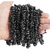 favoramulet 5-8mm Black Obsidian Tumbled Stone Chip Beads for Jewelry Making, Irregular Shaped Healing Crystal Loose Bead Supply, Pack of 2 Strands(64 inches)