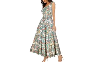 OSTOO Women's 2023 Summer Sleeveless/Short Sleeve Boho Floral Print Tiered Casual Flowy Long Maxi Dress