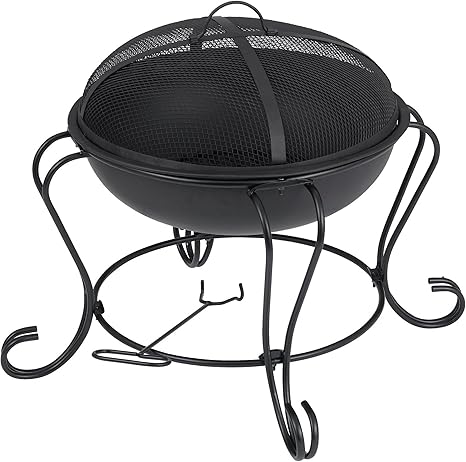 New Tesco Small Round Wood Charcoal Burning Fire Pit Black
