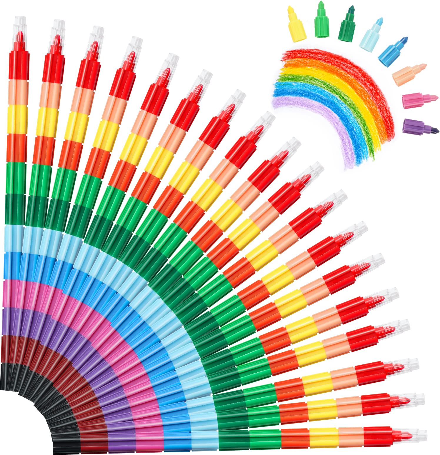 Vicloon Rainbow Point Crayons, 18PCS Stacking Pencil Crayons for Kids, Colouring Pencils Set for Painting & Drawing