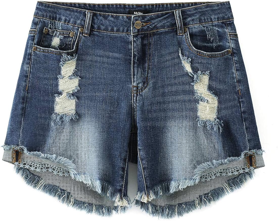 plus size destroyed jean shorts