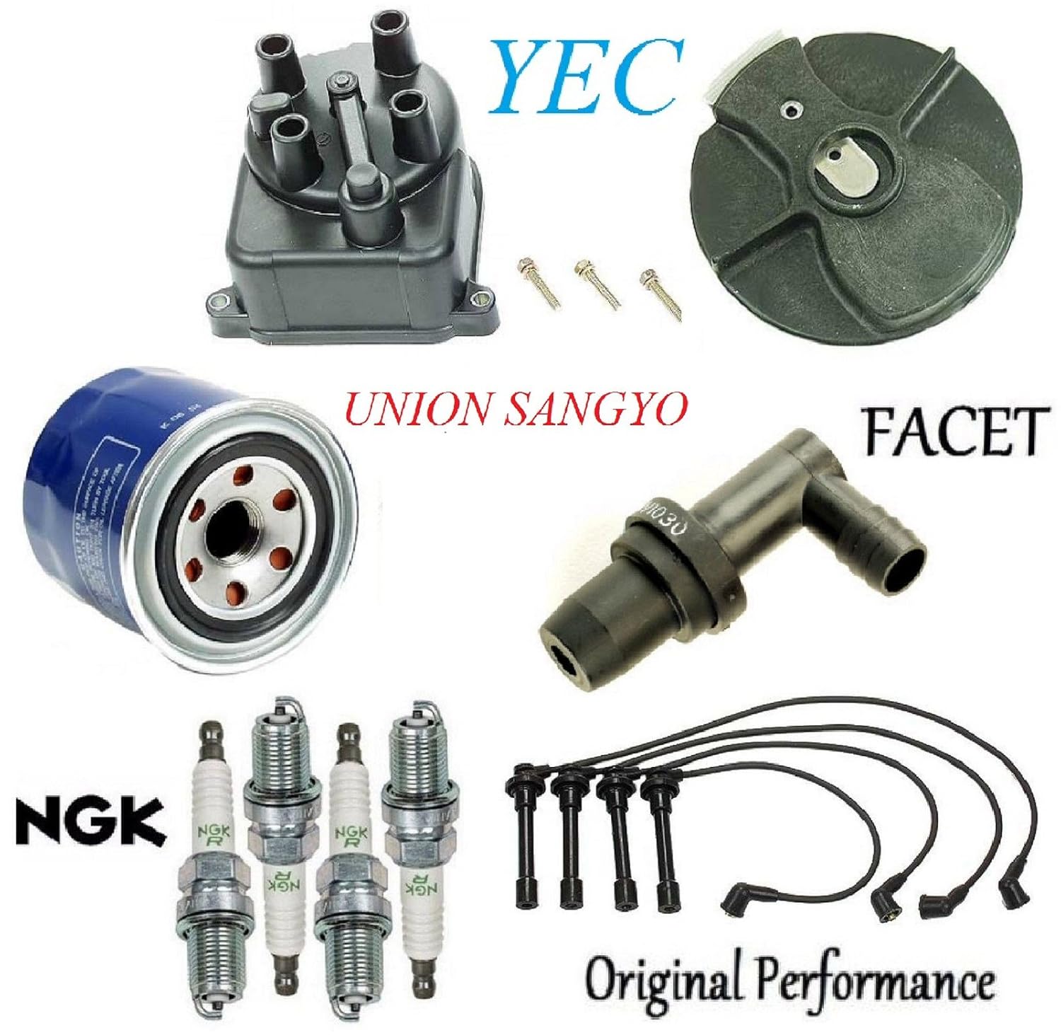 Honda for Plugs NGK & Wires Rotor Cap Filters Kit Up Tune Accord 1998