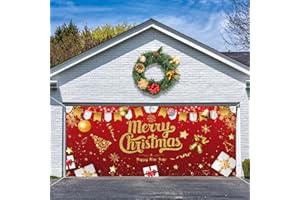 REDNOW 7 x 16 ft Christmas Garage Door Banner Decorations,Christmas Double Garage Door Cover,Hanging Banner Large Christmas Backdrop Decoration for Outdoor Indoor Home Holiday Party Photo Wall Background