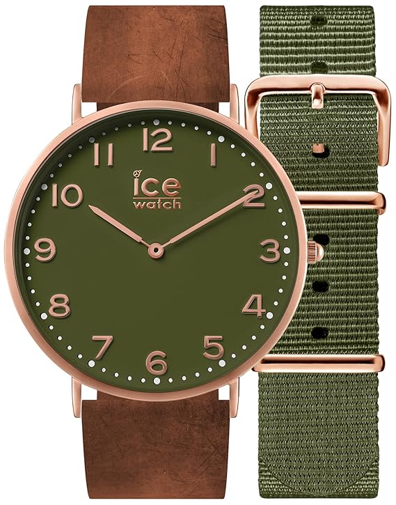 Ice-Watch - CITY Oakwood - Braune Herrenuhr mit Lederarmband + zusätzliches Nylonband