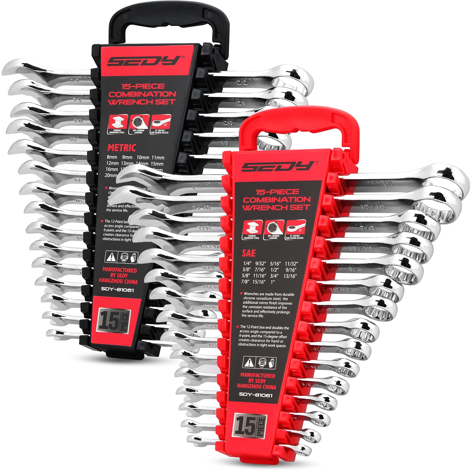 Photo 1 of 30-Piece Combination Wrench Set - Open End Wrench Set with Organizer Professional 12 Point Wrench Kit Tool for Mechanic Garages Workshops 1/4'' to 1'' & 8-22mm