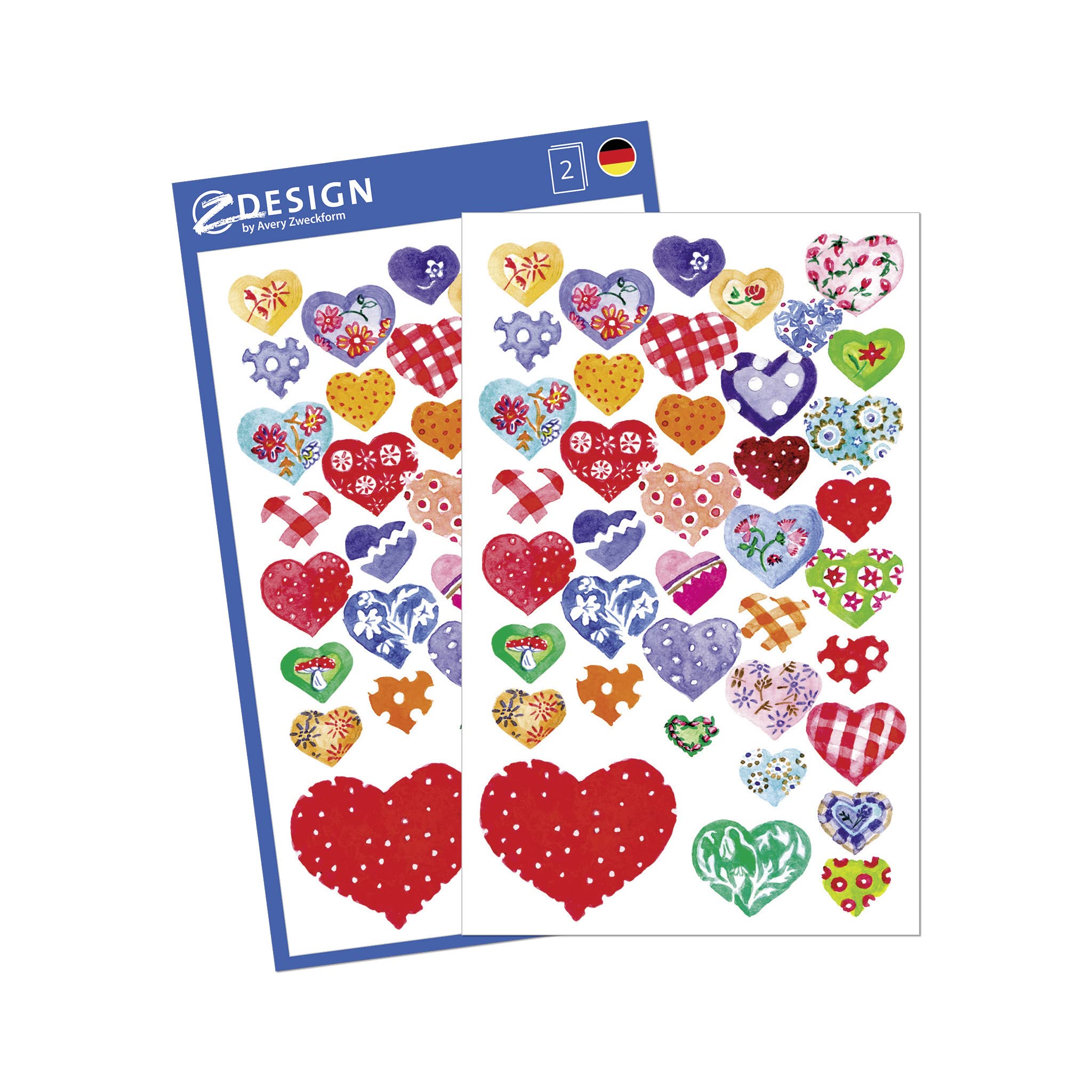 Avery Decorative Stickers – Hearts Paper Material 78 Aufkleber Gemusterte Herzen