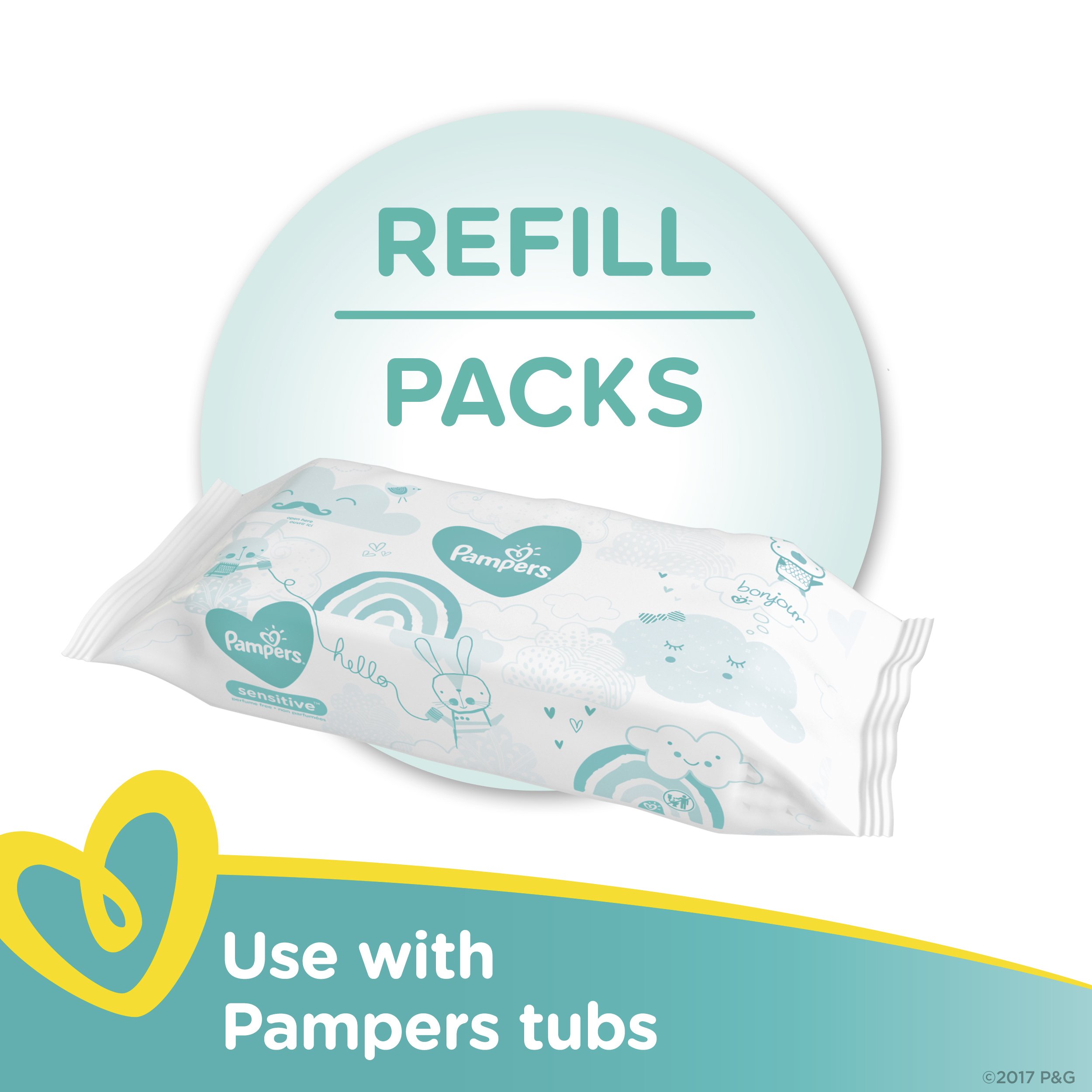 Galleon Pampers Sensitive WaterBased Baby Diaper Wipes, 9 Refill Packs For Dispenser Tub