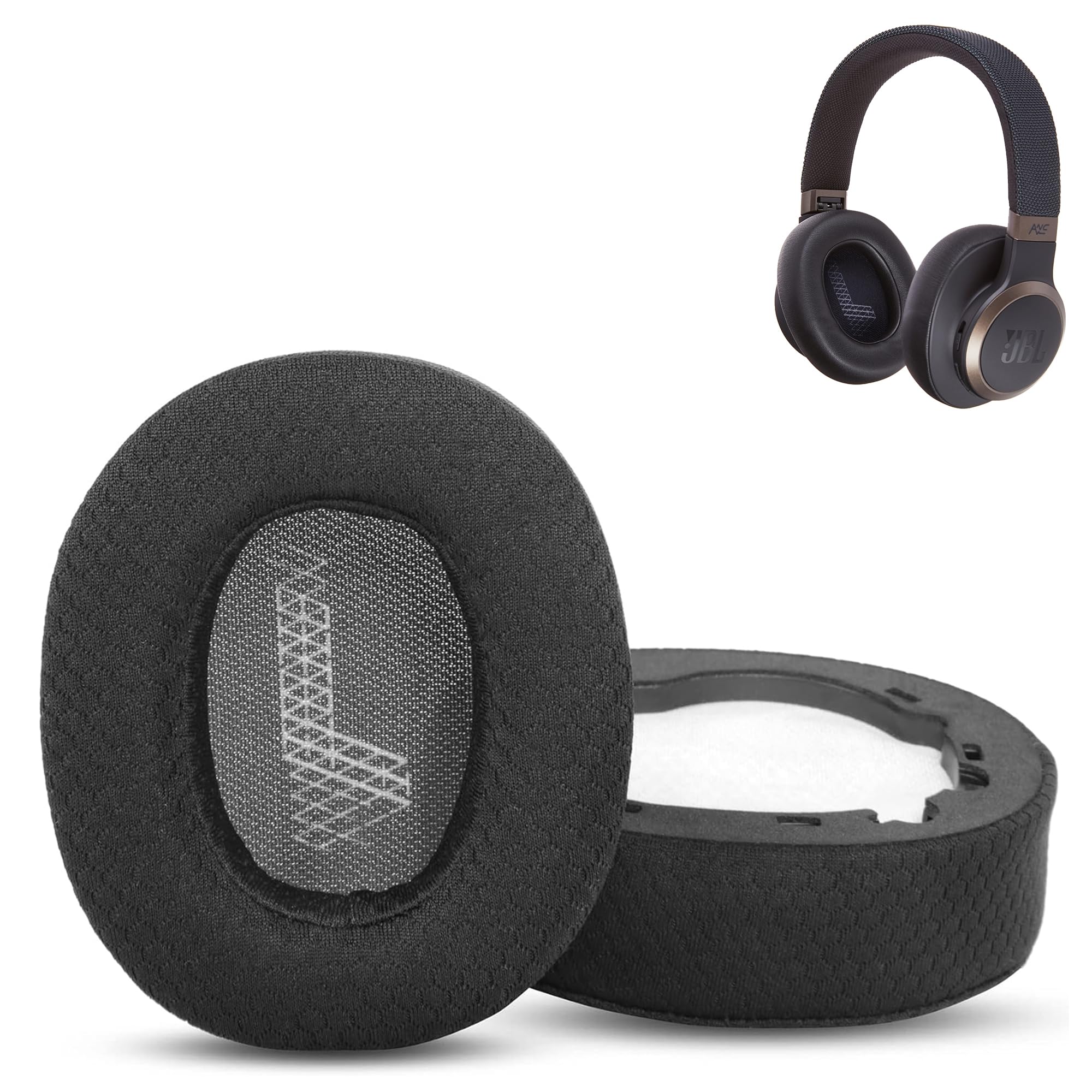 HAIZEEN Earpads Cover Replacement Compatible with JBL Live 650BTNC, E65BTNC, Live 660BTNC, Duet NC Wireless Headphones – Breathable Fabric Foam Ear Pads