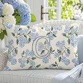 GPMZTJQF Hydrangea Monogram Letter C Lumbar Pillow Cover 12x20 Room Decor | Blue Hydrangea Floral Farmhouse Initial Letter C Gift for Women Girls Housewarming Wedding Couch Sofa Bed Living Room Decor