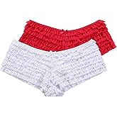 SHARICCA Womens Sexy Mesh Ruffle Panties Booty Boy Shorts Underwear