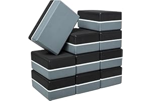 Sunshine Yoga 4" Striped Yoga Block, 10 Pack Bulk EVA Foam Yoga Blocks, Firm and Supportive Yoga Brick, Balance Foam for Stretching, Pilates, and Workout, 4" x 6" x 9"