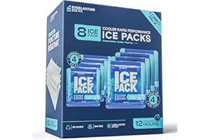EVERLASTING ICE RX Rapid Performance Reusable Ice Packs for Coolers or Lunch Box | 8 Combo Pack | Cold for Up to 12 Hours | Ice Packs for Cooler, Long Lasting for Camping, Beach