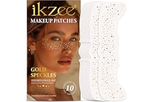 HUALIJIA Glitter Freckles Face Tattoo, 10 Pcs Glitter Freckles, Gold Face Glitter Makeup Speckles, Glow Up Sparkle Makeup Patches - Cute Glitter Makeup Accessories for Women (Gold-008)