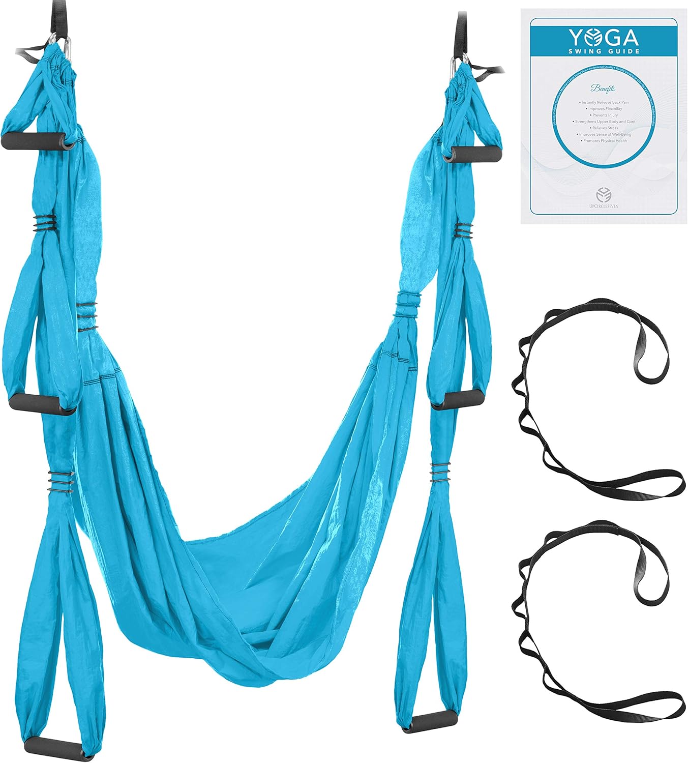 UpCircleSeven Aerial Yoga Swing Set - Yoga Hammock/Sling Kit + Extension Straps & Guide - Inversion Swing for Beginners & Kids - Ceiling Hanging Yoga Sling (Purple/Grey) : Sports & Outdoors