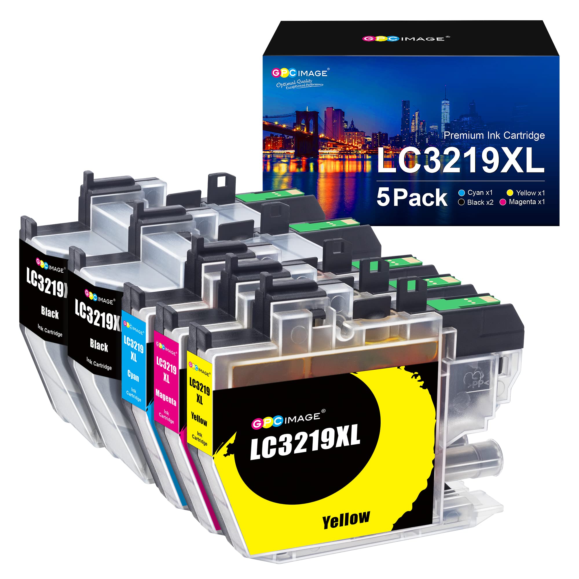 GPC Image LC3219XL Ink Cartridges Compatible for Brother LC3217 LC3219XL Ink Cartridges for Brother MFC-J5335DW J6530DW J6930DW J5730DW J5330DW J6940DW J5910DW (Black Cyan Magenta Yellow, 5-Pack)