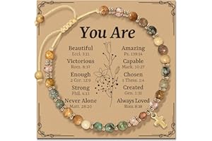 ZOKCC Christian Inspirational Bracelet Gifts for Women: Religious Cross Beads Bracelet Baptism Christmas Day Gifts for Godmother Mom Daughter Sister Friend